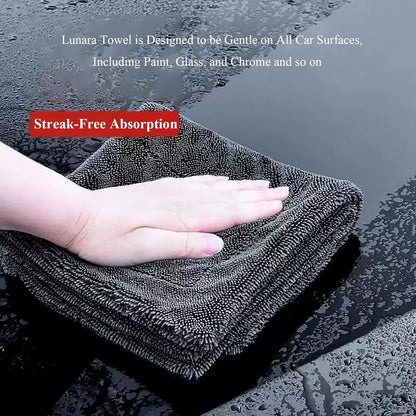 Lunara Twisted-Loop Drying Towels - Streak-Free Microfiber Cloths for Cars, Large & Thickened (2 Pack)
