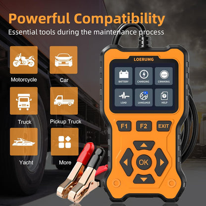 Ultimate Car Battery & Alternator Tester - 12V/24V Digital Load Analyzer for Trucks, SUVs, Motorcycles, and Boats - Accurate Cranking System Diagnostics