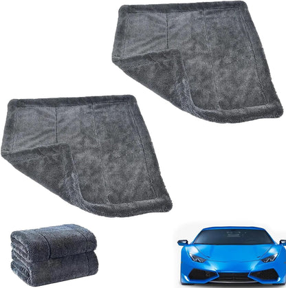 Lunara Twisted-Loop Drying Towels - Streak-Free Microfiber Cloths for Cars, Large & Thickened (2 Pack)