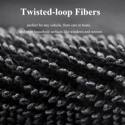 Lunara Twisted-Loop Drying Towels - Streak-Free Microfiber Cloths for Cars, Large & Thickened (2 Pack)