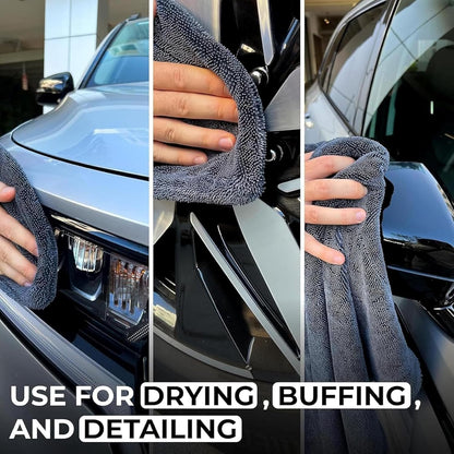 Lunara Twisted-Loop Drying Towels - Streak-Free Microfiber Cloths for Cars, Large & Thickened (2 Pack)